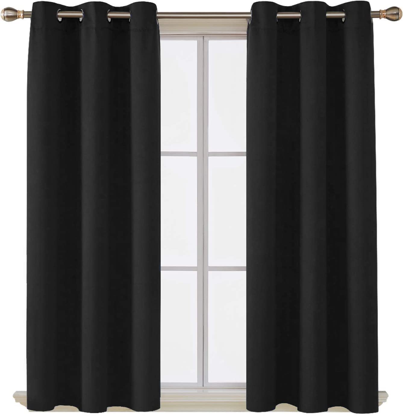 AR Ware Black Blackout Curtains - 2 Panels Drapes Eyelet Thermal Curtains for Living Room and Bedroom - Energy Saving - Soundproof lightweight curtains (46 x 72 inches)