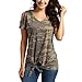 GONKOMA Womens Casual Camouflage V-Neck T-Shirts Tops Blouse Cold Shoulder Short Sleeve Shirts Tunic Tops Tees