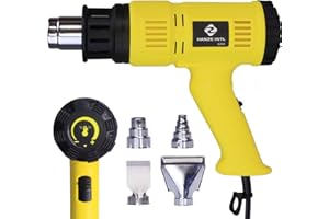 HANZE INTL Heat Gun Kit with Variable Temperature Control - Fast Heating Soldering Hot Air Gun for Shrink Tubing, PVC Wrap, Crafts, Epoxy Resin - Overload Protection - Includes 4 Nozzles