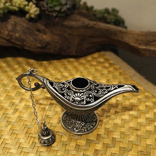 Xuanhemen Carving Hollow Zinc Alloy Magic Lamps Retro Ornaments Incense Burner Retro Wishing Oil Light Home Decor Gift