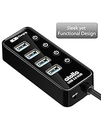 atolla 204U3 USB 3.0 Hub 4 + 1 de transferencia de datos y cargador multipuerto con 15W (5V 3A, adaptador de fuente de alimentación y 1 metro de extensión de cable de USB 3