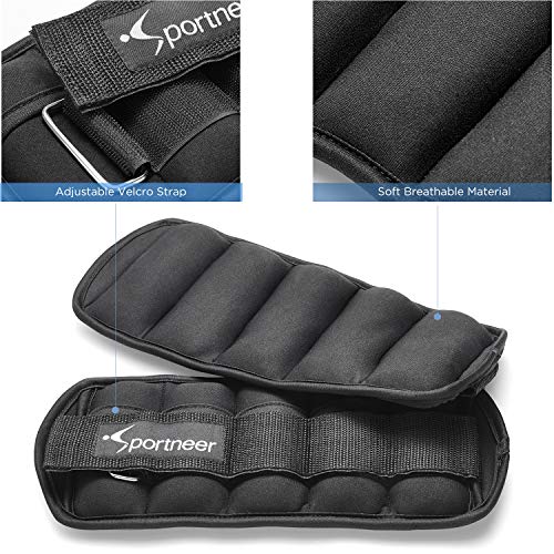 Sportneer Ankle Weights Adjustable 1-7 lbs Wrist Weight Straps for Fitness, Walking, Jogging, Workout | 0.5-3.5 lbs Each Pack, 2 Pack