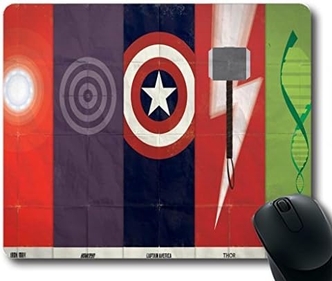 Marvel Comics, The Avengers, Iron Man, Hawkeye, Captain America, Thor, The Hulk, symbols Personalized Style (01150998) Custom Oblong Gaming Mousepad Standard Size 220mm*180mm*3mm Rectangle Mouse Pad in 9"*7"