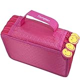 Youngman 72 Insertings Super Large Capacity Multi-layer Students Pencil Case Pen Bag Pouch Stationary Case Makeup Cosmetic Case Bag (Hot Pink)