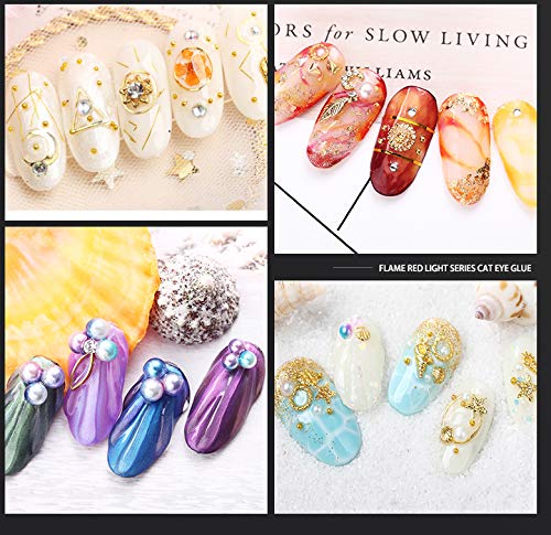 Nail Gems,Colorful Shiny 3D Nail Art Rhinestones Nails Gems Kit (4 Boxes) Multicolor Nails Gem Polish Rivets Studs Double-sided Glue Stickers Nail Arts Clippers Foil Equipment Acrylic