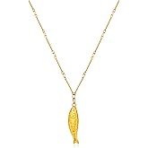 MIJENITI Beach Charm Necklaces Gold Sliver Fish Drop Necklace for Women Dainty Beach Jewelry