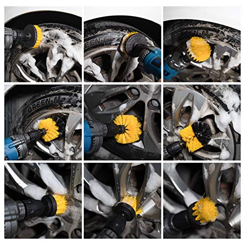[4 Pack Set] Auto Detailing Drill Brush Set , Wheel Cleaner Brush , Car