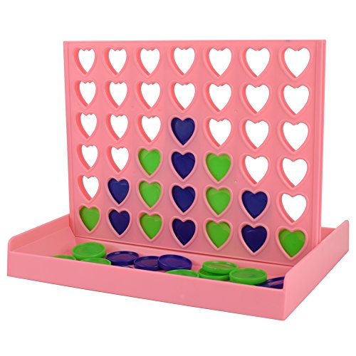 AMGlobal 4 in a Row, Line Up 4, Heart-Shaped Four in a Row Game, Classic Family Toy, Board Game For Kids and Family For Fun(Pink) - Thumbnail 6