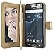 Abacus24-7 Synthetic Leather Folio Wallet and Case for Samsung Galaxy S7 Edge - Gold Mirror