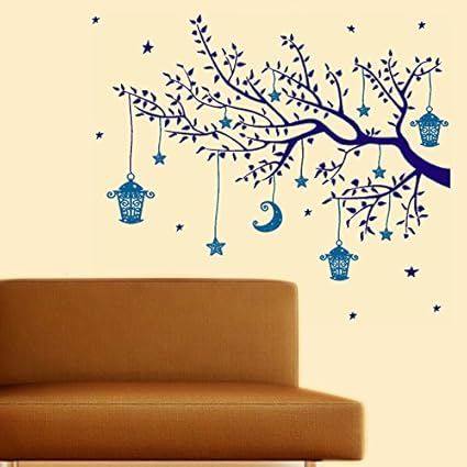 Decals Design Moon Light Branch Wall Sticker (PVC Vinyl, 70 cm x 50 cm)