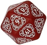 Q-Workshop: D20 Red & White Card Game Level Counter (30 mm) Jumbo D20 Die