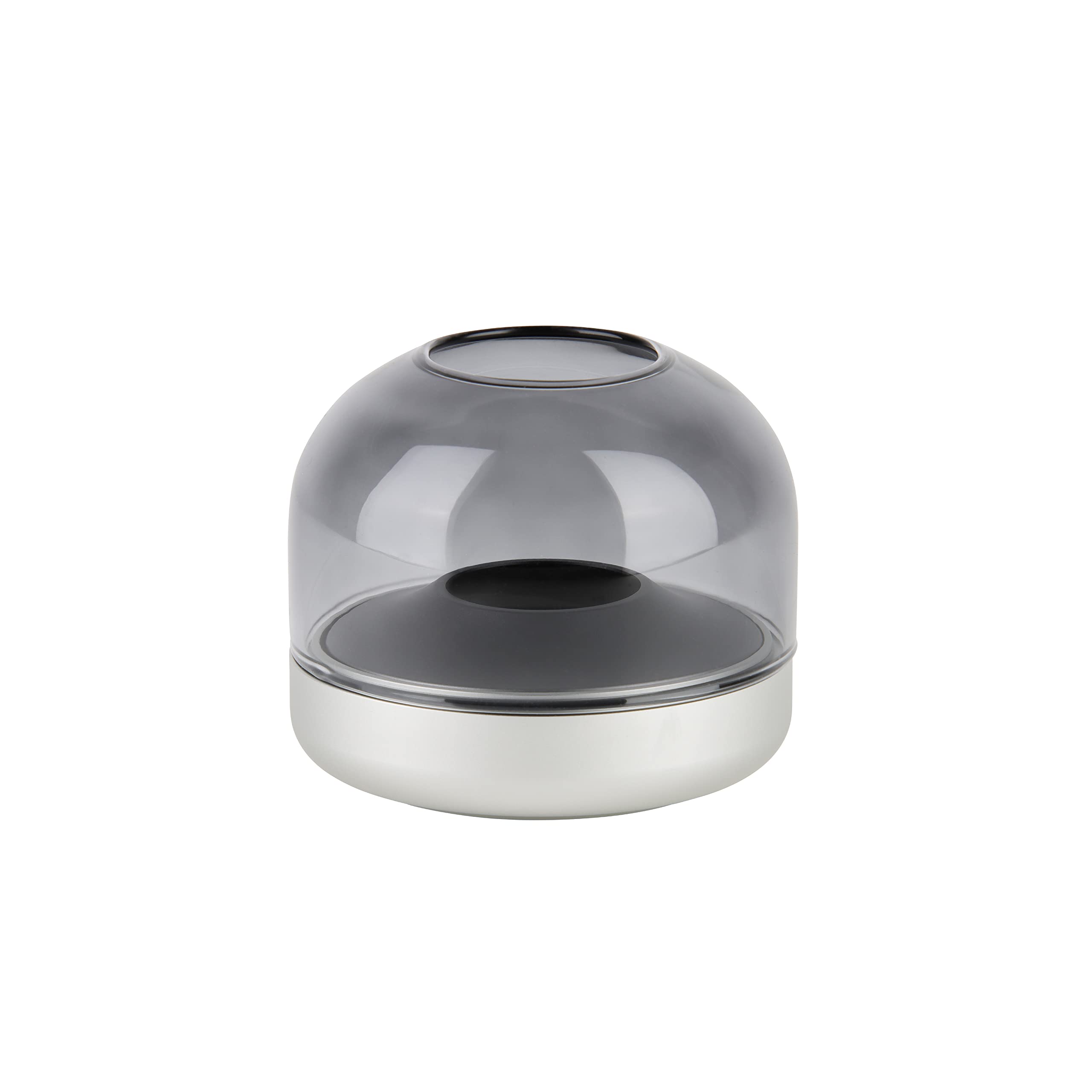 Kooduu Glow 08 Glass Candle Holder - Luxury Danish Design, Height 8 cm, Frosted Silver