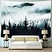 BLEUM CADE Misty Forest Tapestry Mountain Tapestry Wall Hanging Fantastic Fog Magical Trees Tapestry Nature Landscape Tapestry for Bedroom Living Room Dorm (Misty Forest with Mountain, 59.1
