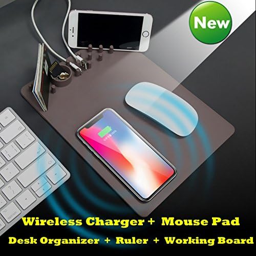 iPhone X 8 Plus Combo Qi Wireless Charger Mouse Pad for Samsung Galaxy S9 S8 S7 Plus Edge Note 8 5 Fast Charging - Gray