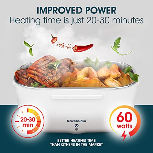 TRAVELISIMO Electric Lunch Box Food Warmer 60W 3 in 1 Heated Lunch
