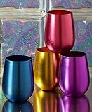 Set of 4 Retro Aluminum Wine Glasses