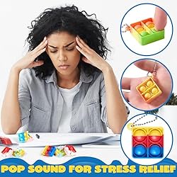 JOYIN Square Pop Fidget Keychain Mini Fidget Toys