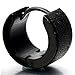 Pair of Black Huggie Hinged Hoop Earrings Unisex Men Women, Satin Finishing