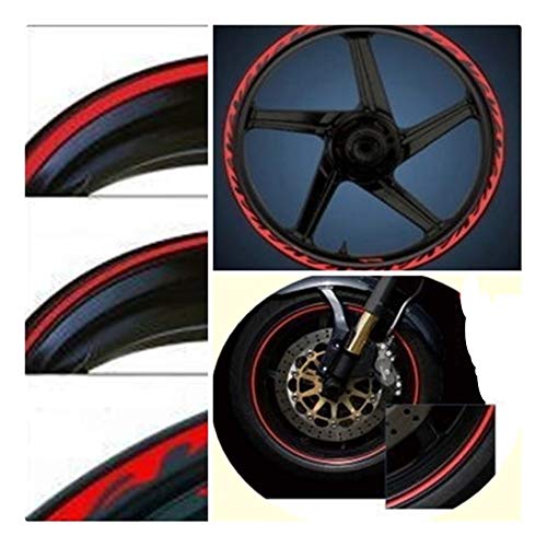 JNK NETWORKS Reflective Wheel Sticker Rim Stripe Decal Flame Shape Tape for Motorcycle Wheels 17" or Car Wheels 14"-16" (Red)