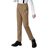 Plsily Boys Dress Pants Formal Flat Front Children School Uniform Pants for Boy
