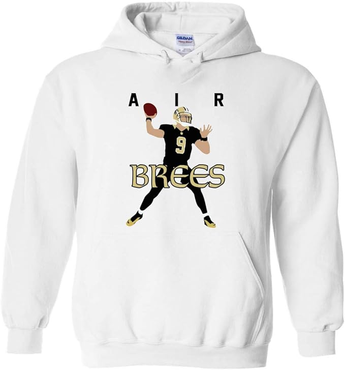 White New Orleans Brees AIR PIC Hooded Sweatshirt at Amazon Menâs Clothing store