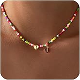 Turandoss Softball/Soccer/Volleyball/Basketball Necklace for Girls Women - Colorful Beaded Dainty Heart Pendant Necklaces for Women Her Kids Personalized Jewelry Gifts