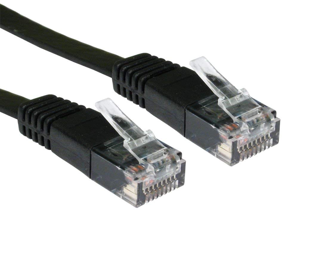World of Data 5m Flat Network Cable BLACK - 30AWG - Low Smoke Zero Halogen (LSOH) - Moulded - RJ45 - Ethernet - LAN - Patch - Ideal for under floor & carpet — image 1