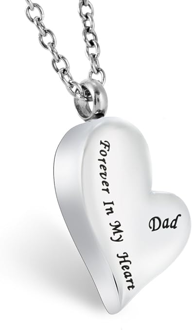 Personalized Cremation Necklace-Dad Forever in My Heart Keepsake Urn Son Loss of Loved One Pendant Keepsake Ashes Necklace
