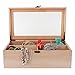 ALG Collections Tea Storage Box with 8 Adjustable Compartments and Glass Lid, 12 x 7 x 4–Inches (Natural Wood)