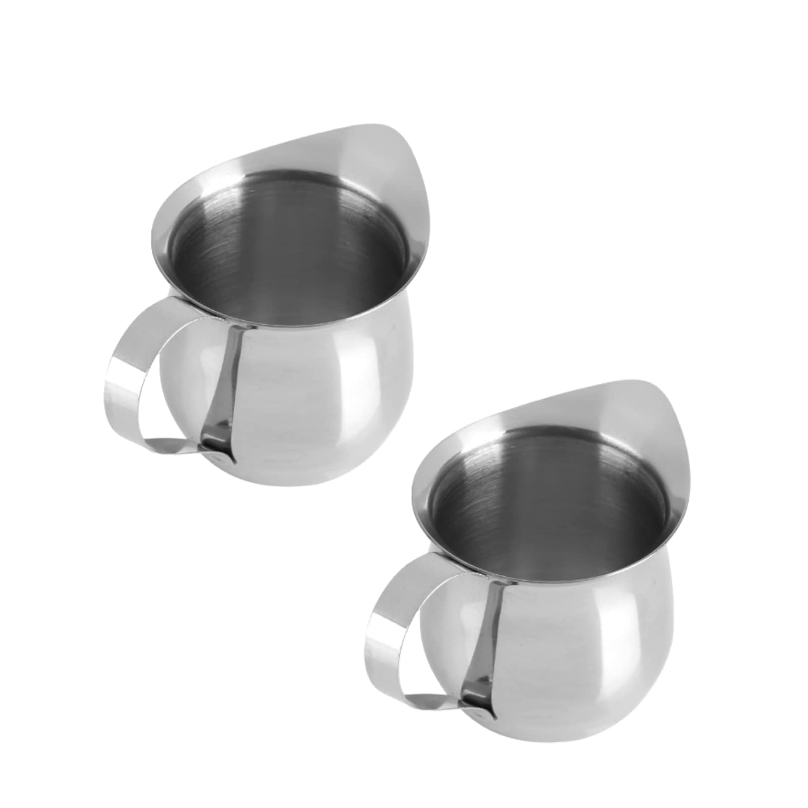 2Pcs Mini Creamer Jug, Art Creamer Cup Milk Frothing Pitcher Stainless Steel Milk Frothing Small Bellshaped Creamer Mini Coffee Jug 90/240ml(L)