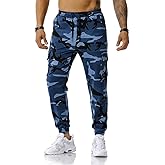 TOONRAIN Camo Cargo Pants Cargo Jeans for Men Casual Drawstring Sweatpants Camouflage Joggers Trouser with Pockets