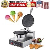 Waffle Irons, 1250W 110V Ice Cream Machines Commercial Electric Ice Cream Waffle Cone Maker Stainless Steel Nonstick Egg Biscuit Roll Maker Machine Bake Machine Baker Pastry Making Baking Tools Roll Ice Cream Cone Maker, USA STOCK