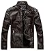 Chouyatou Men's Vintage Stand Collar Pu Leather Jacket (Small, WZQM111-Coffee)