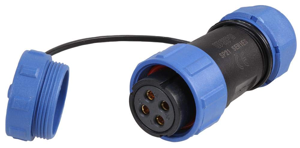 PRO ELEC PELR0165 Circular Threaded Inline Connector Socket, 4-Pole, 7-12mm, IP68