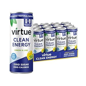 Virtue Clean Energy – Natural Energy Drink – Zero Sugar, Zero Calories (Lemon & Lime, 12x250ml)