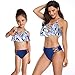 KABETY Girls Swimsuit Two Pieces Bikini Set Ruffle Falbala Swimwear Bathing Suits (Blue Floral, 9-10 Years)