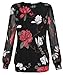 BAISHENGGT Women's Long Sleeve Pleated Front Mesh Blouse Medium Black Floral