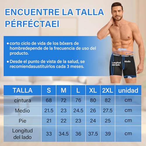 KIROGILY Boxer Hombre, 6 Pares Ropa Interior Hombre, Calzones de Hombre de Fibra de Bambú, Suaves y Elásticos, Bolsa Frontal 3D y Bragueta, Ligeros, Respirable, Boxers Que se Adaptan Bien