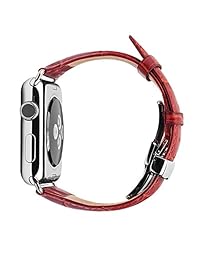 Apple Watch Band 42 mm y 38 mm, Qialino Smart Repuestos Band, piel auténtica iWatch Correa con Cierre de metal