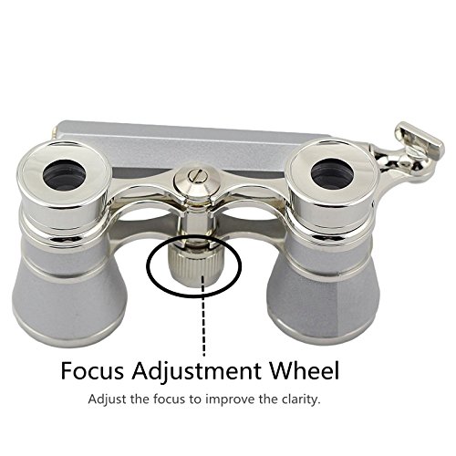 Opera Glasses Compact Binoculars for Theater Horse Racing Classical Lady Gift 3X25 Silver with Removeable Handle - Thumbnail 2