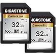 【5-Years Data Recovery】 GIGASTONE 32GB SDHC Memory Card, Pro Series Camera, 2 Cards, Speed Up to 100MB/s, Compatible with Can