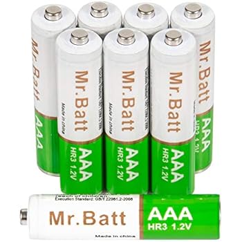 Rechargeable AAA Batteries, Mr.Batt NiMH Low Self-Discharge AAA Batteries, 700mAh (8 Pack)