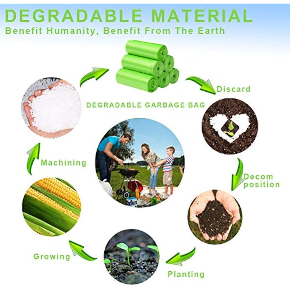 60 Counts Trash Bags Biodegradable,4-6 Gallon Kitchen ...