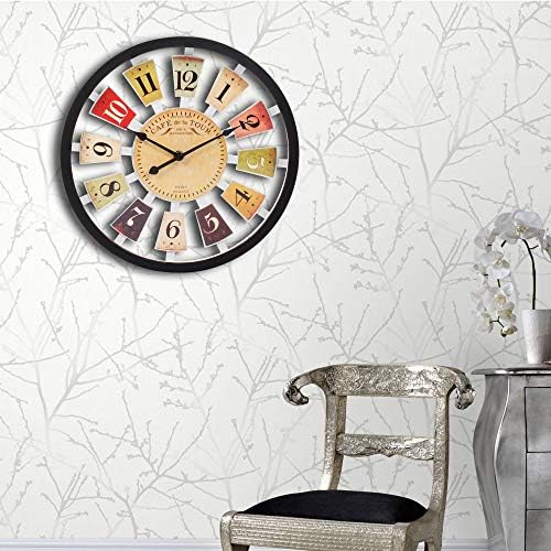 Efinito 12 Inch Cafe De La Tour French Retro Styled Wall Clock for Home/Kitchen/Living Room/Bedroom
