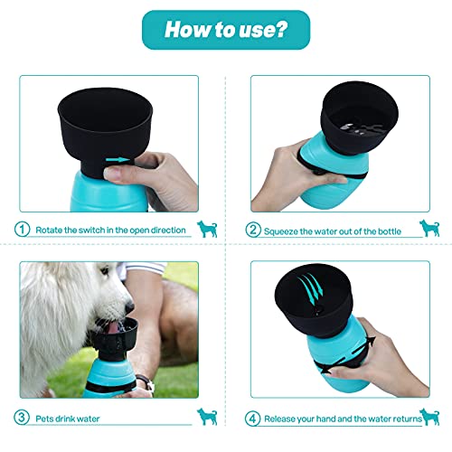 Pecute Dog Water Bottle Foldable(16.9oz/21.9oz), Convenient 2 in 1 Dog Water Dispenser, Leak-Proof Dog Travel Water… - Image 6