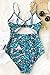 CUPSHE Women’s Lush Leaves Print Back Hook Closure Cut Out at Length One-Piece Swimsuit Beach Swimwear Bathing Suit (M) Green
