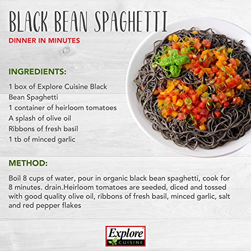 Explore Cuisine Organic Black Bean Spaghetti (2 Pack) - 8 oz - High Protein, Gluten Free Pasta, Easy to Make - USDA Certified Organic, Vegan, Kosher, Non GMO - 8 Total Servings