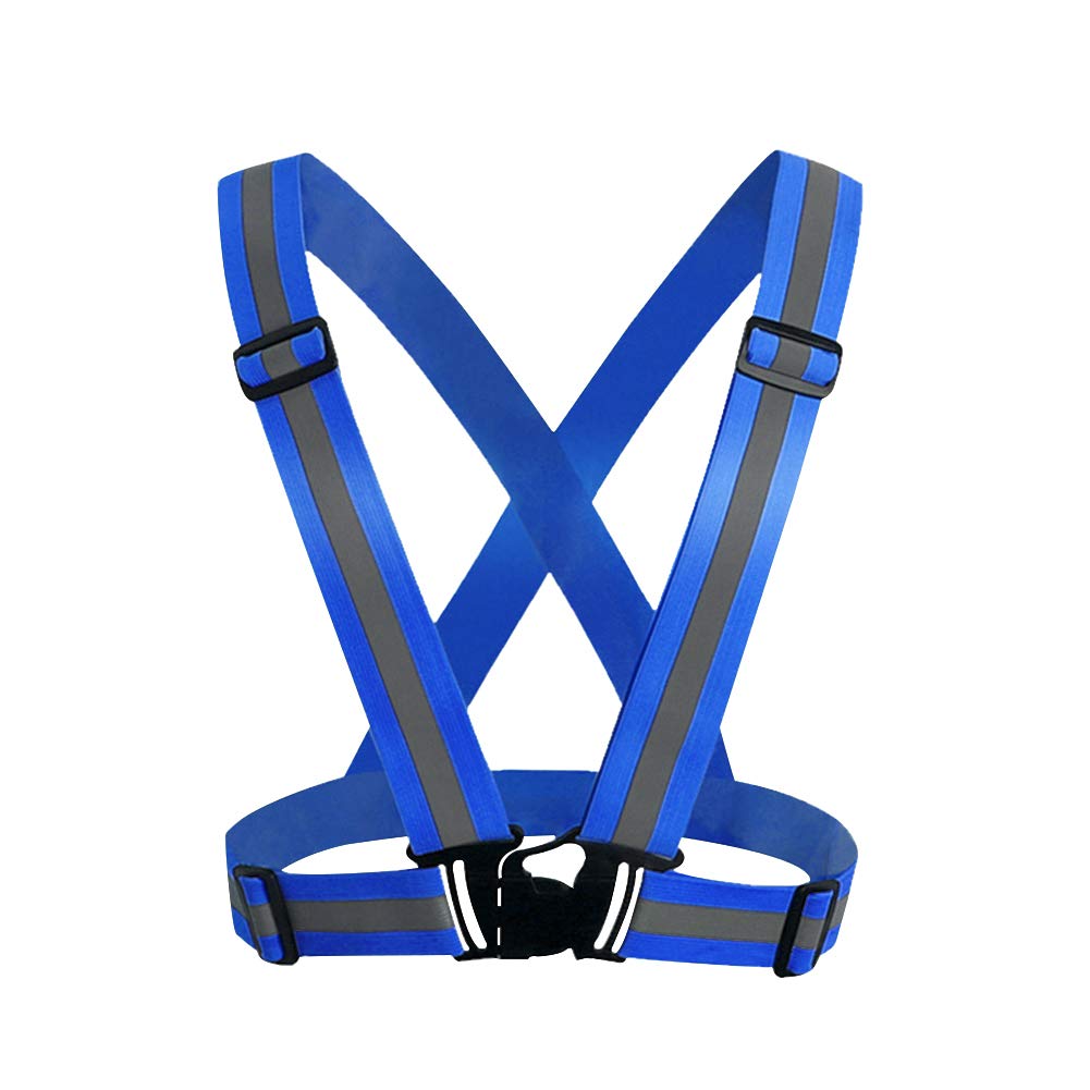 HYCOPROT Reflective Vest Adjustable Safety Hi Vis High Visibility Sports Gear for Outdoor Night Running Cycling Hiking Biking Motorcycle Dog Walking Men Women Kids¡­ (1pc blue)