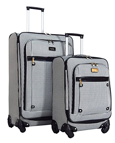 Nicole Miller Taylor 2-Piece Luggage Set: 28" and 20" Expandable Spinners (Black/White Plaid)