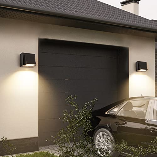 Tealight 2 Pieces Outdoor Wall Lights 5 W, 3000 K, IP65 Waterproof | Warm Light LED Wall Lamp, Square Aluminium Outdoor Sconce for Garden, Porch, Garage, Patio, Bedroom, Living Room